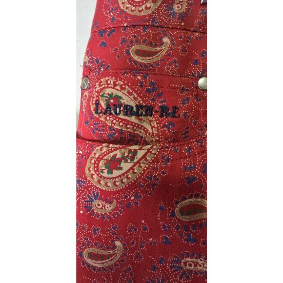 Lauren Jeans Co. Ralph Lauren‎ Womens 14 Capri Pants Red Paisley Preppy Western - Picture 3 of 6